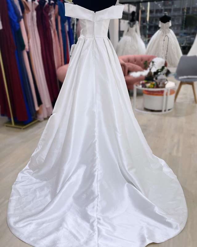 (Rental) Victoria, off shoulder beaded waistline ballgown wedding dress.