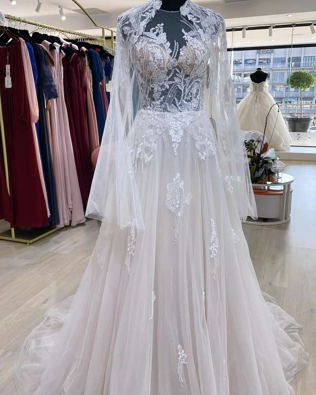 Jordan , sparkling lace tulle A-line wedding dress.