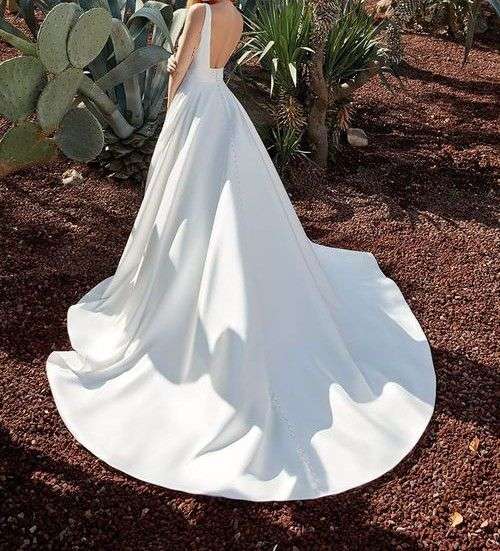 ANNA-MARIE, white satin ballgown.