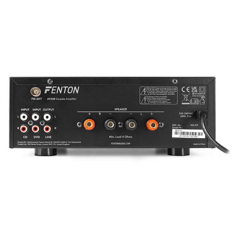 FENTON AV430B COMPACT HIFI AMPLIFIER 2X 300W BLACK