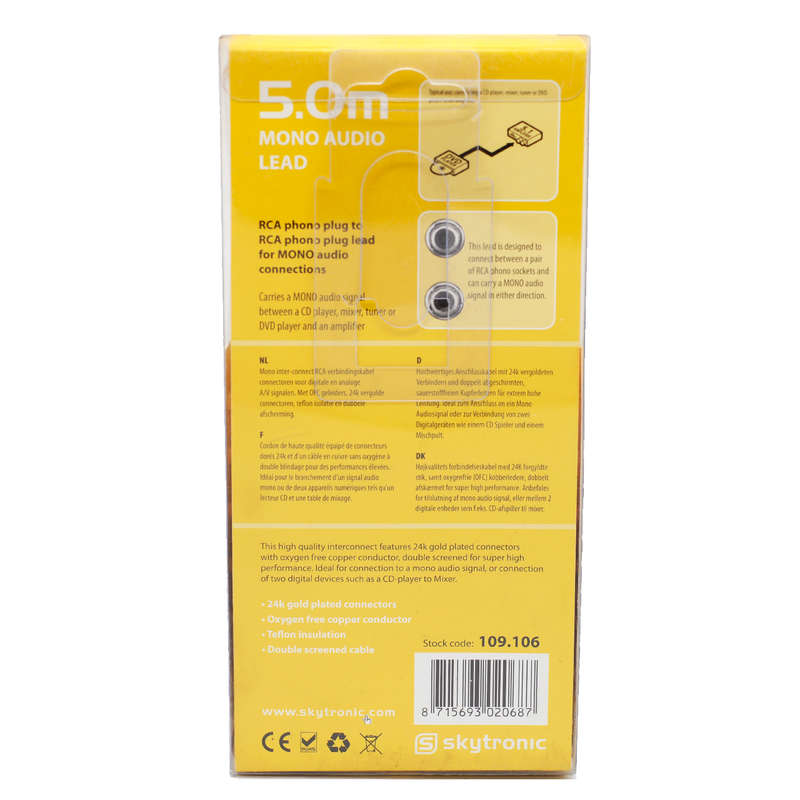 Skytronic Lead Hi-End RCA Plug to RCA Plug 5m