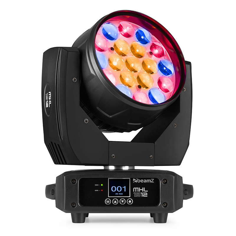 BEAMZ MHL1912 LED MOVING HEAD WASH 19x 12W RGBW [2 IN A FLIGHTCASE]