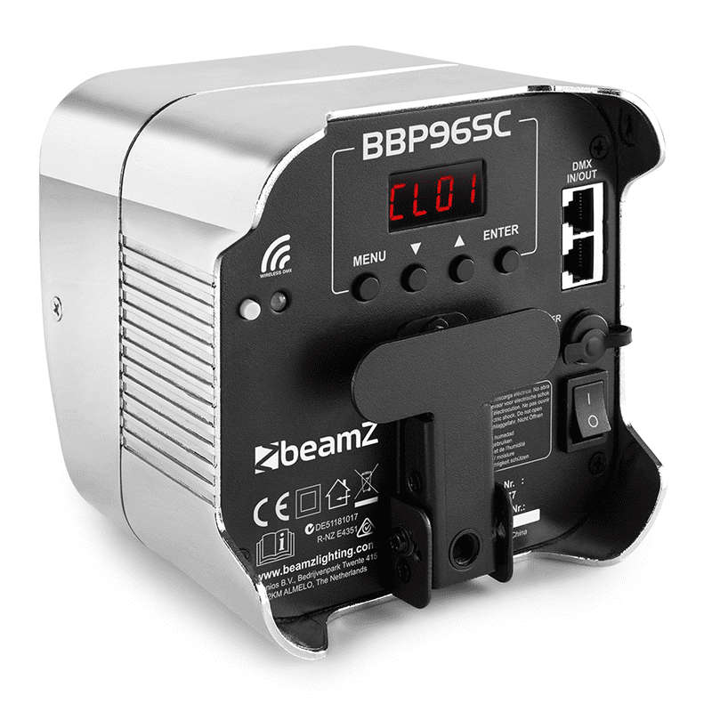BEAMZ BBP96SC LED BATTERY UPLIGHT PAR 6x 12W RGBWAUV CHROME