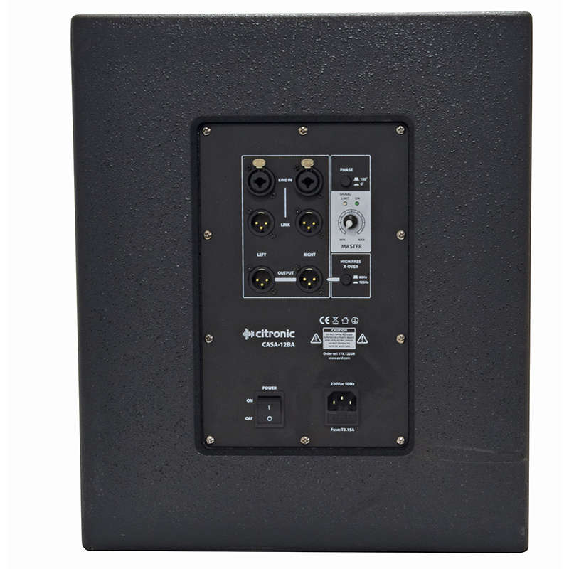 CITRONIC CASA-12BA ACTIVE SUBWOOFER SPEAKER 12IN BLACK 400W 8 OHM