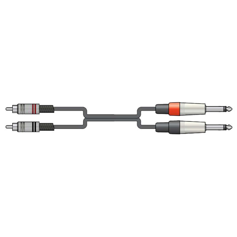 Classic Twin RCA to 2 x 6.3mm Mono Lead 12m