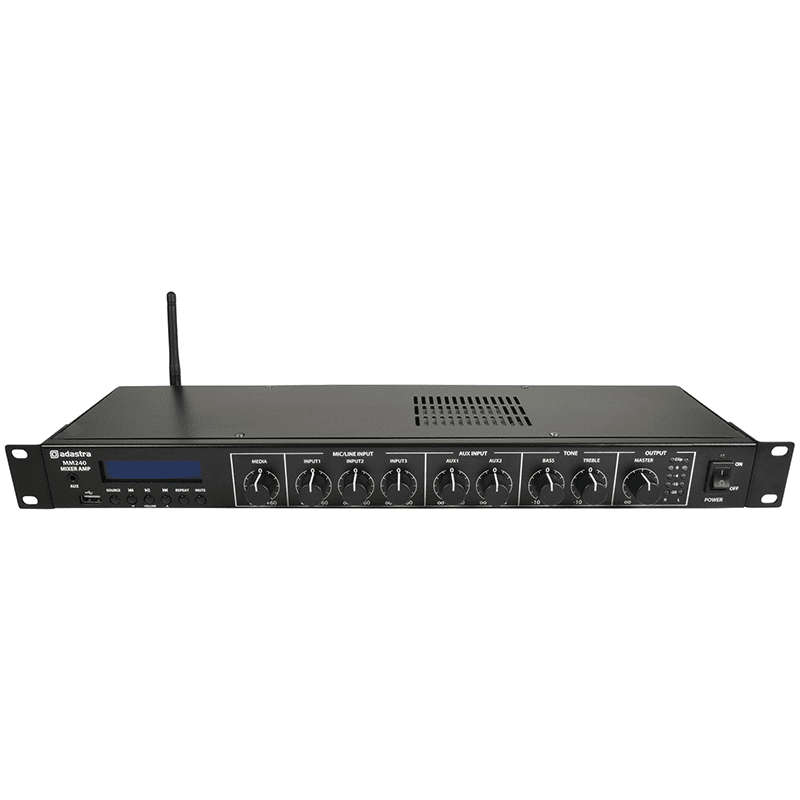 ADASTRA - MM240 1U STEREO PA MIXER-AMPLIFIER USB/BT/FM 4ohm 2 x 120W