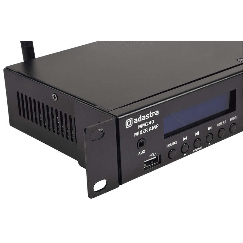 ADASTRA - MM240 1U STEREO PA MIXER-AMPLIFIER USB/BT/FM 4ohm 2 x 120W
