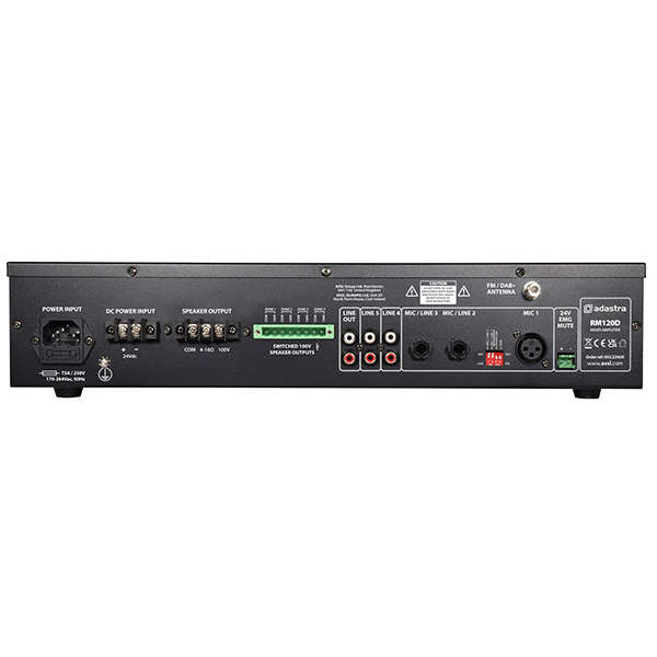 ADASTRA RM120D 100V MIXER AMPLIFIER 120W USB/BT/FM/DAB+