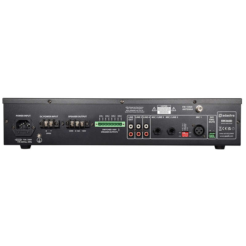 ADASTRA RM360D 100V MIXER AMPLIFIER 360W USB/BT/FM/DAB+