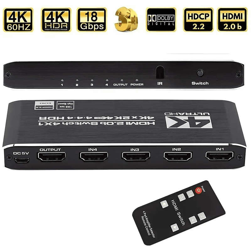 TVA - HDMI SELECTOR SWITCH 4 IN 1 OUT WITH IR