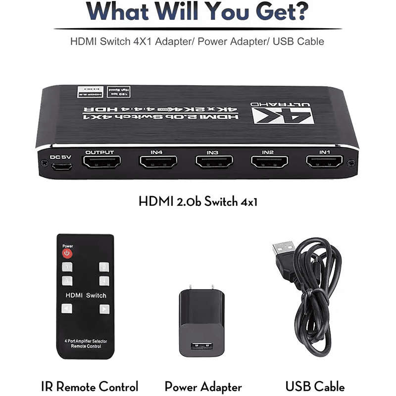 TVA - HDMI SELECTOR SWITCH 4 IN 1 OUT WITH IR
