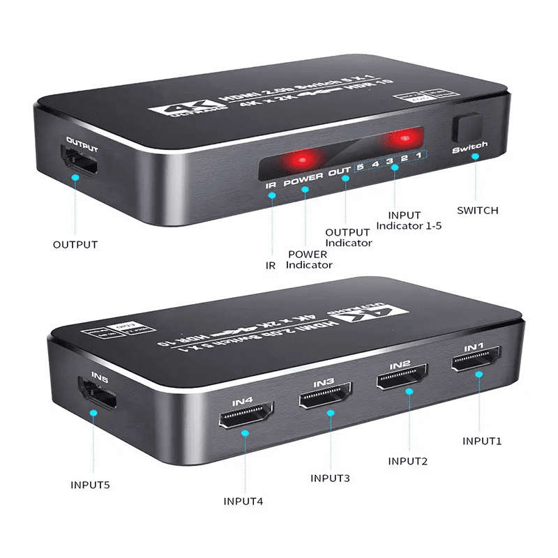 TVA - HDMI SELECTOR SWITCH 5 IN 1 OUT WITH IR