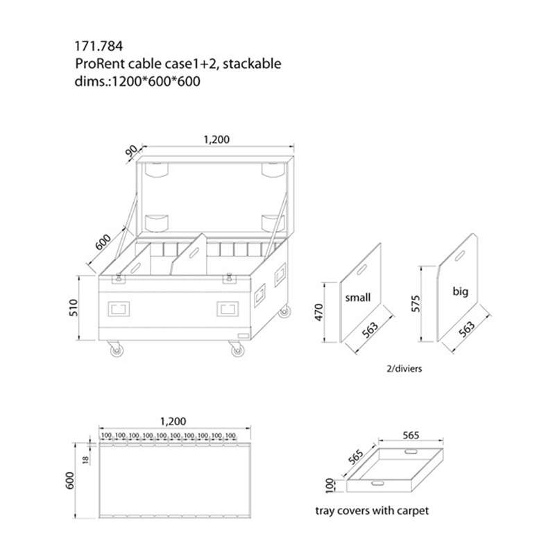 POWER DYNAMICS - PDFA2 CABLE FLIGHTCASE 2D/IT 1200 x 600 x 600mm