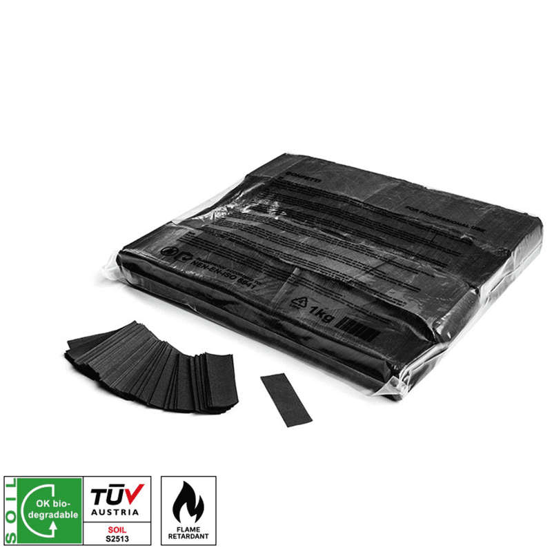 MAGIC FX  BLACK SLOWFALL CONFETTI RECTANGLES 55X17MM