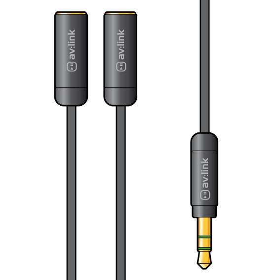 Avlink - 0.3M PRECISION SPLITTER LEAD 3.5mm STEREO JACK PLUG -  2 x STEREO JACK SOCKETS