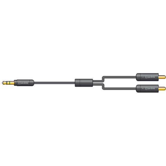 AVLINK - 1.5M PRECISION 3.5mm STEREO JACK PLUG - 2 x RCA PLUG LEAD