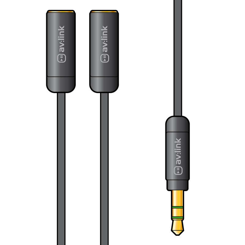 Avlink - 0.3M PRECISION SPLITTER LEAD 3.5mm STEREO JACK PLUG -  2 x STEREO JACK SOCKETS
