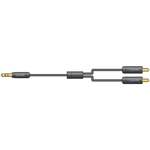 AVLINK - 1.5M PRECISION 3.5mm STEREO JACK PLUG - 2 x RCA PLUG LEAD