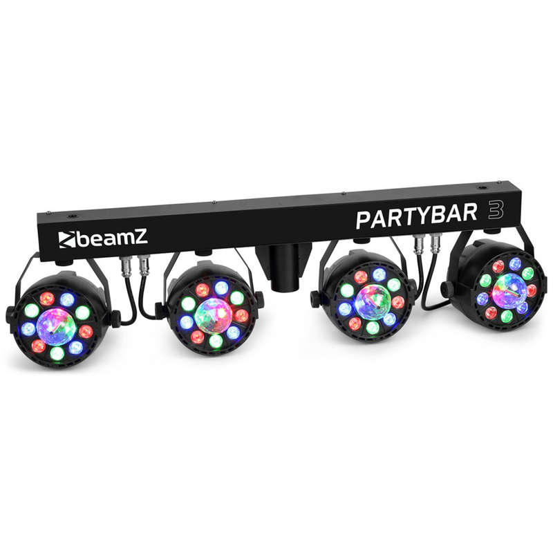 BEAMZ PARTYBAR3 4x LED PAR WITH MAGIC BALL 48x 1W RGB