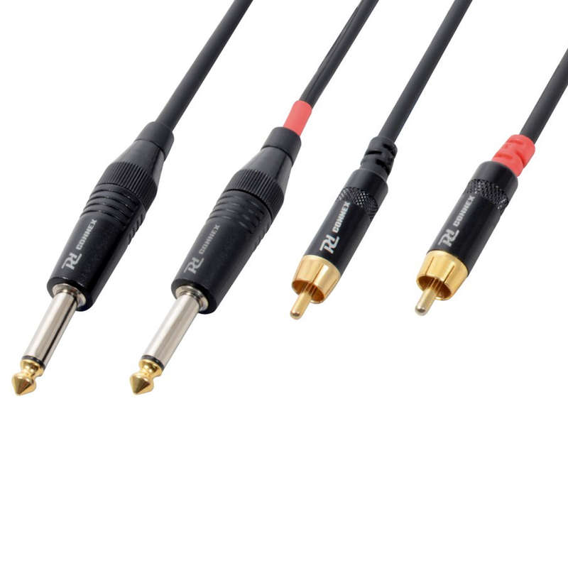 PDC CX74-3 SIGNAL LEAD 2X 6.3MM MONO MALE  - 2X RCA MALE 3M