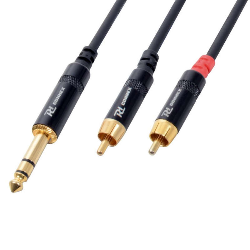 PDC CX84-3 SIGNAL LEAD 6.3MM STEREO MALE  - 2X RCA MALE 3M