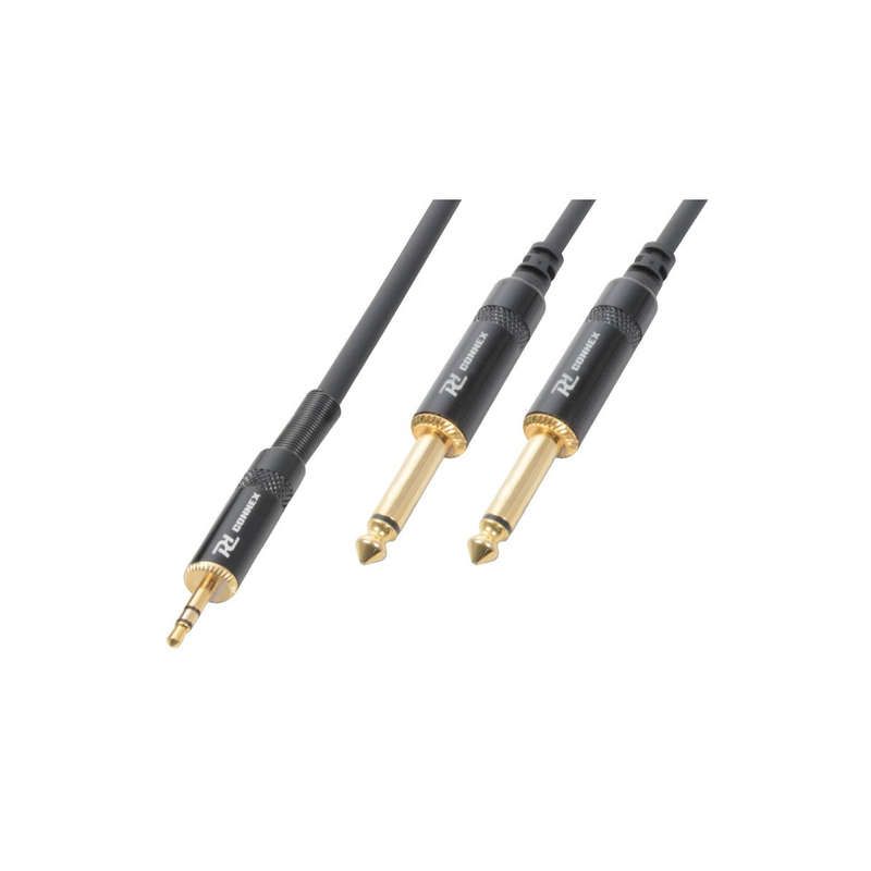 PDC CX86-1 SIGNAL LEAD 3.5MM STEREO MALE  - 2X 6.3MM MONO MALE 1.5M