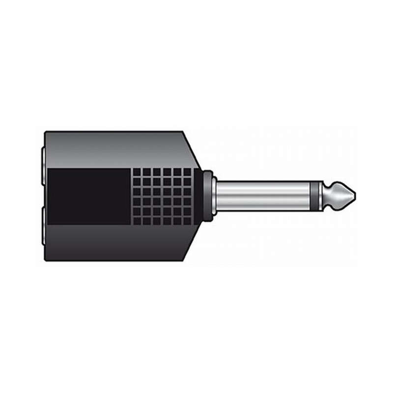 TVA ADAPTOR 6.3mm MONO MALE TO 2x  6.3mm MONO FEMALE