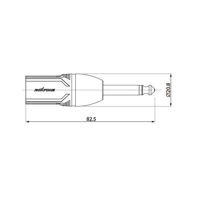 ROXTONE ADAPTOR XLR MALE TO 6.3mm MONO MALE