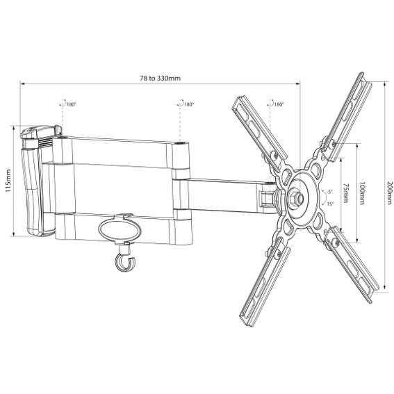 AVLINK - HQT201 FULL MOTION TV WALL MOUNT BRACKET