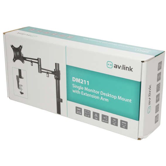 Avlink - DM211 SINGLE MONITOR DESKTOP MOUNT WITH EXTENSION ARM