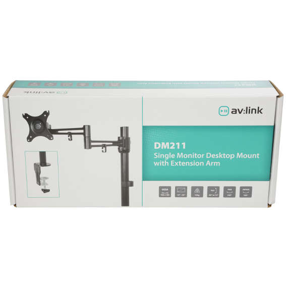 Avlink - DM211 SINGLE MONITOR DESKTOP MOUNT WITH EXTENSION ARM