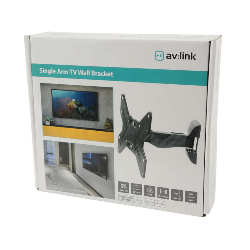 AVLINK - INS201 FULL MOTION SINGLE ARM TV WALL MOUNT BRACKET