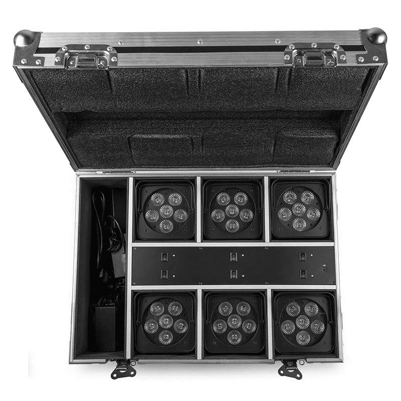 BEAMZ BBP62 LED BATTERY UPLIGHTER IP65 6x 12W RGBAWUV [6 IN A FLIGHTCASE]