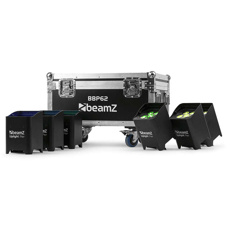 BEAMZ BBP62 LED BATTERY UPLIGHTER IP65 6x 12W RGBAWUV [6 IN A FLIGHTCASE]