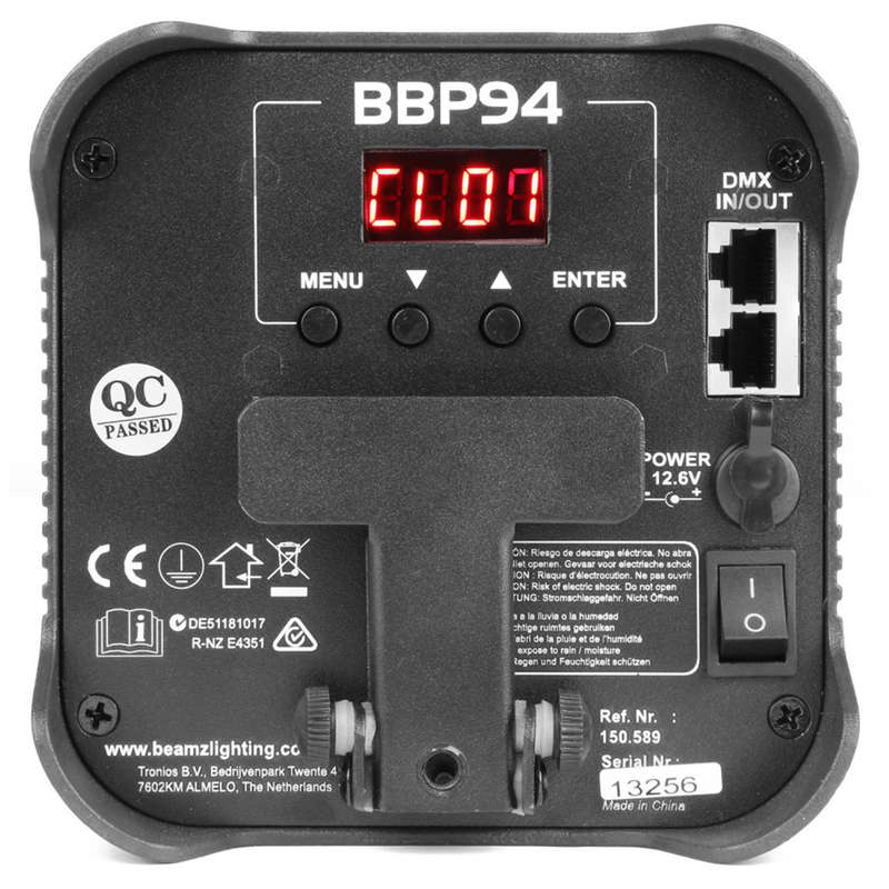 BEAMZ BBP94 LED BATTERY UPLIGHT PAR IP20 4x 10W RGBAWUV