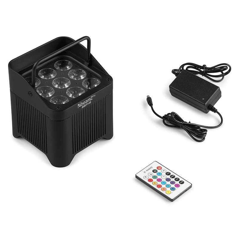 BEAMZPRO BBP48 LED BATTERY UPLIGHT PAR IP65 9x 12W RGBAWUV