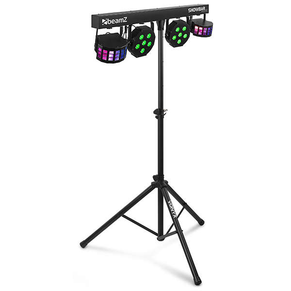 BEAMZ SB02 LED SHOWBAR WITH DERBY AND PAR 8x 4W BATTERY RGBW