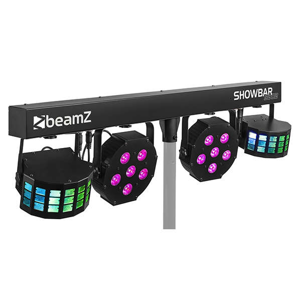 BEAMZ SB02 LED SHOWBAR WITH DERBY AND PAR 8x 4W BATTERY RGBW