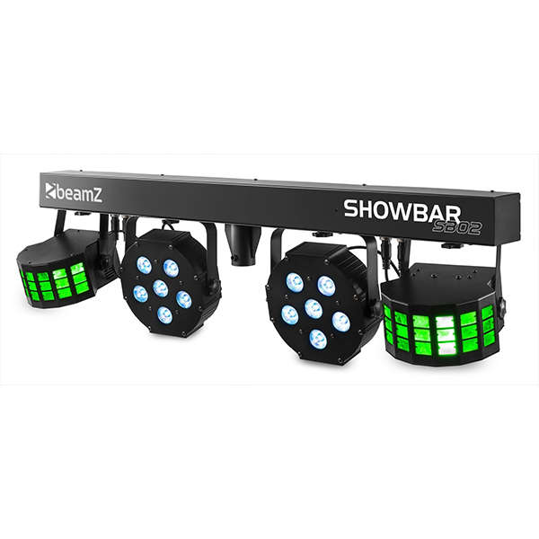 BEAMZ SB02 LED SHOWBAR WITH DERBY AND PAR 8x 4W BATTERY RGBW