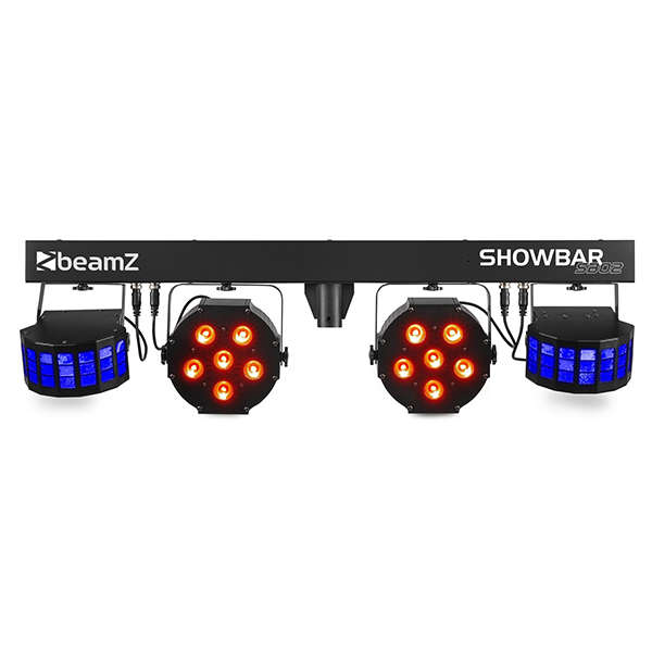 BEAMZ SB02 LED SHOWBAR WITH DERBY AND PAR 8x 4W BATTERY RGBW