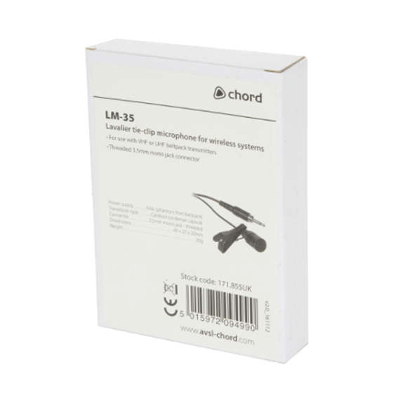 CHORD LM-35 LAPEL MICROPHONE BLACK 3.5mm