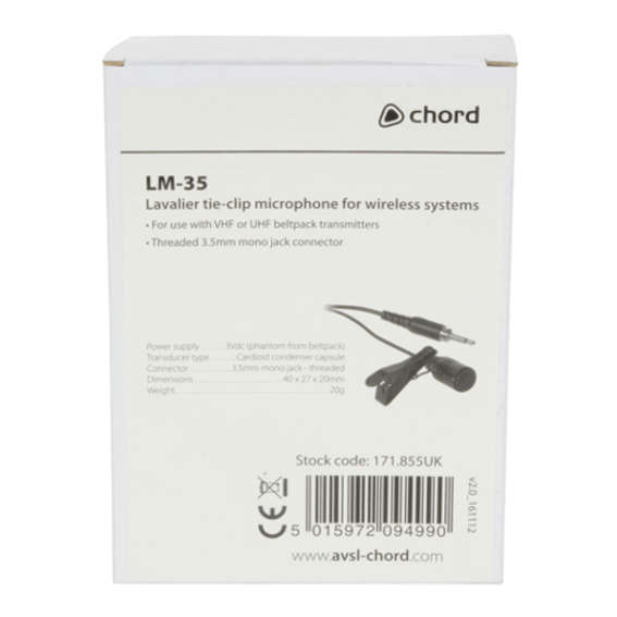 CHORD LM-35 LAPEL MICROPHONE BLACK 3.5mm