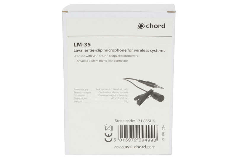 CHORD LM-35 LAPEL MICROPHONE BLACK 3.5mm