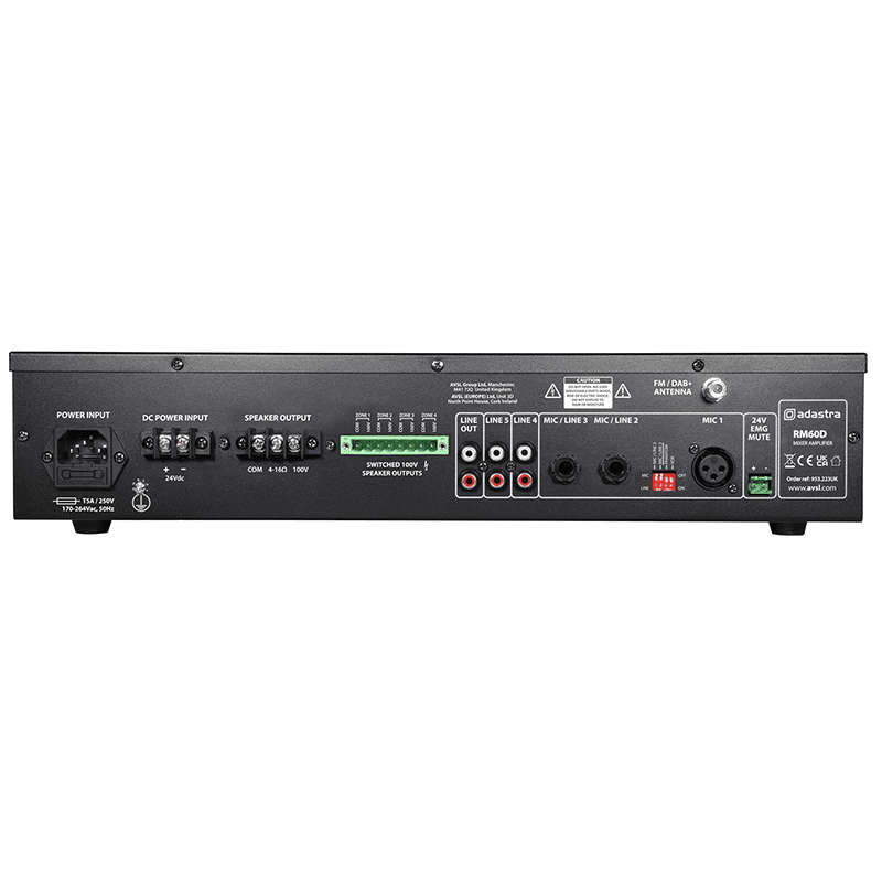 Adastra - RM60D MIXER-AMPLIFIER USB/BT/FM/DAB+ 100V 60W