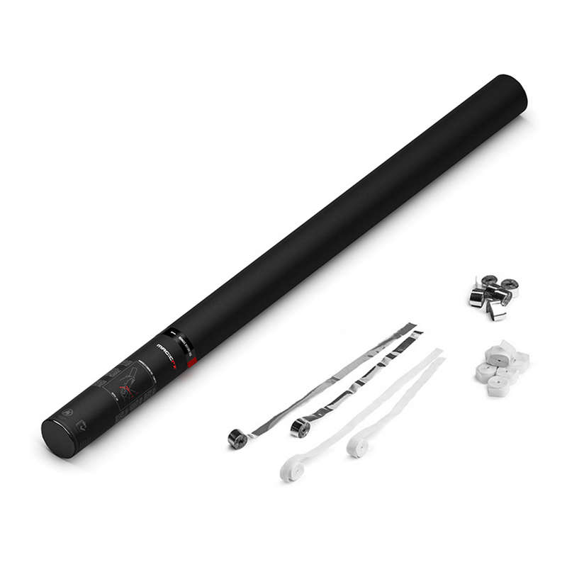 MAGIC FX - WHITE + SILVER HANDHELD CANNON PRO - STREAMERS