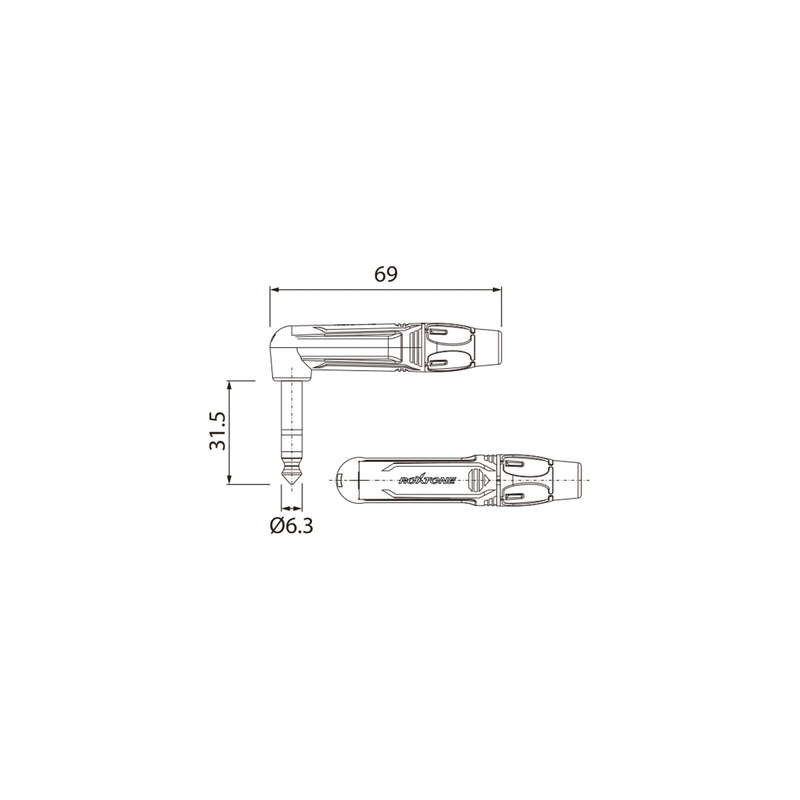 ROXTONE CONNECTOR 6.3mm STEREO MALE RIGHT ANGLE