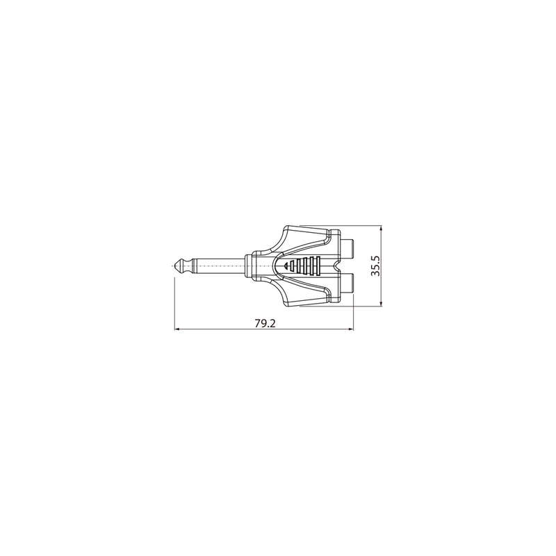 ROXTONE ADAPTOR 6.3mm MONO MALE TO 2x RCA FEMALE