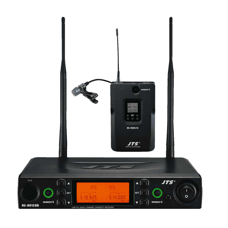 JTS RU-8012DB/RU-850LTB+CM-501 DUAL LAPEL MICROPHONE DIVERSITY UHF 614-650MHz