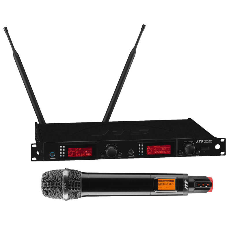 JTS UF-20R/JSS-20 DUAL HANDHELD MICROPHONE TRUE DIVERSITY UHF 624-694MHz