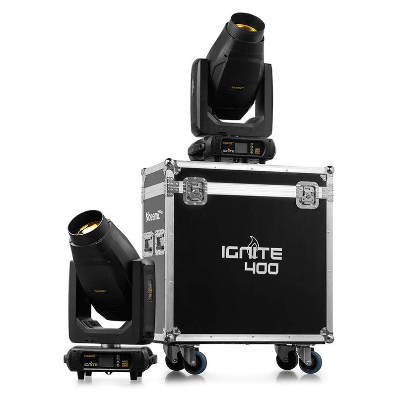 BEAMZPRO IGNITE400 LED MOVING HEAD BEAM-SPOT-WASH 1x 400W [2 IN A FLIGHTCASE]
